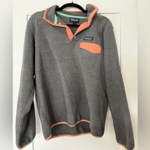 Patagonia Gray and Coral Fleece Synchilla